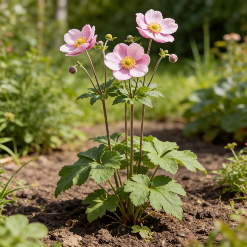 Anémone xhybrida königin charlotte 20cm godet 9cm - anemone