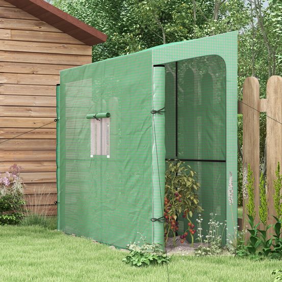 Serre de jardin adossée acier et pe vert 200 x 80 x 200 cm potager protection uv - comfortxl outdoor living
