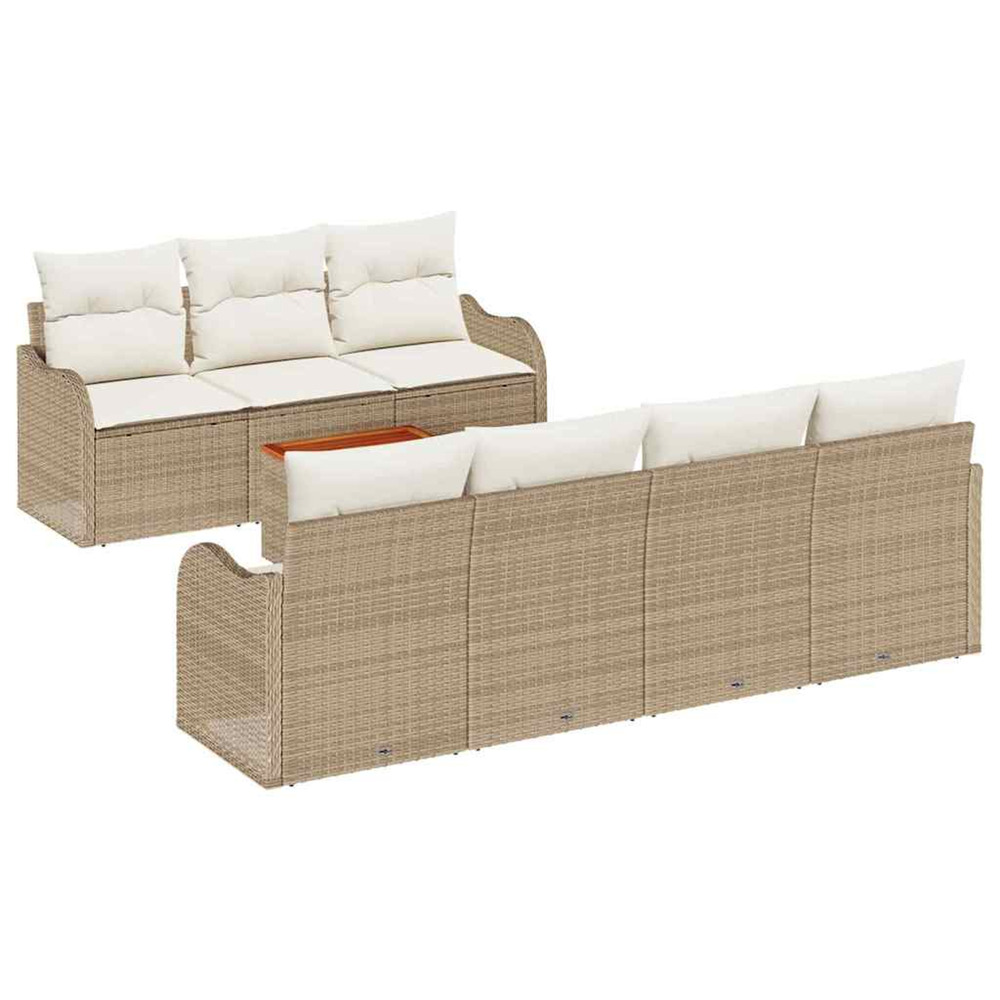 Ensemble de canapé de jardin avec coussin 8 pcs beige polyrotin