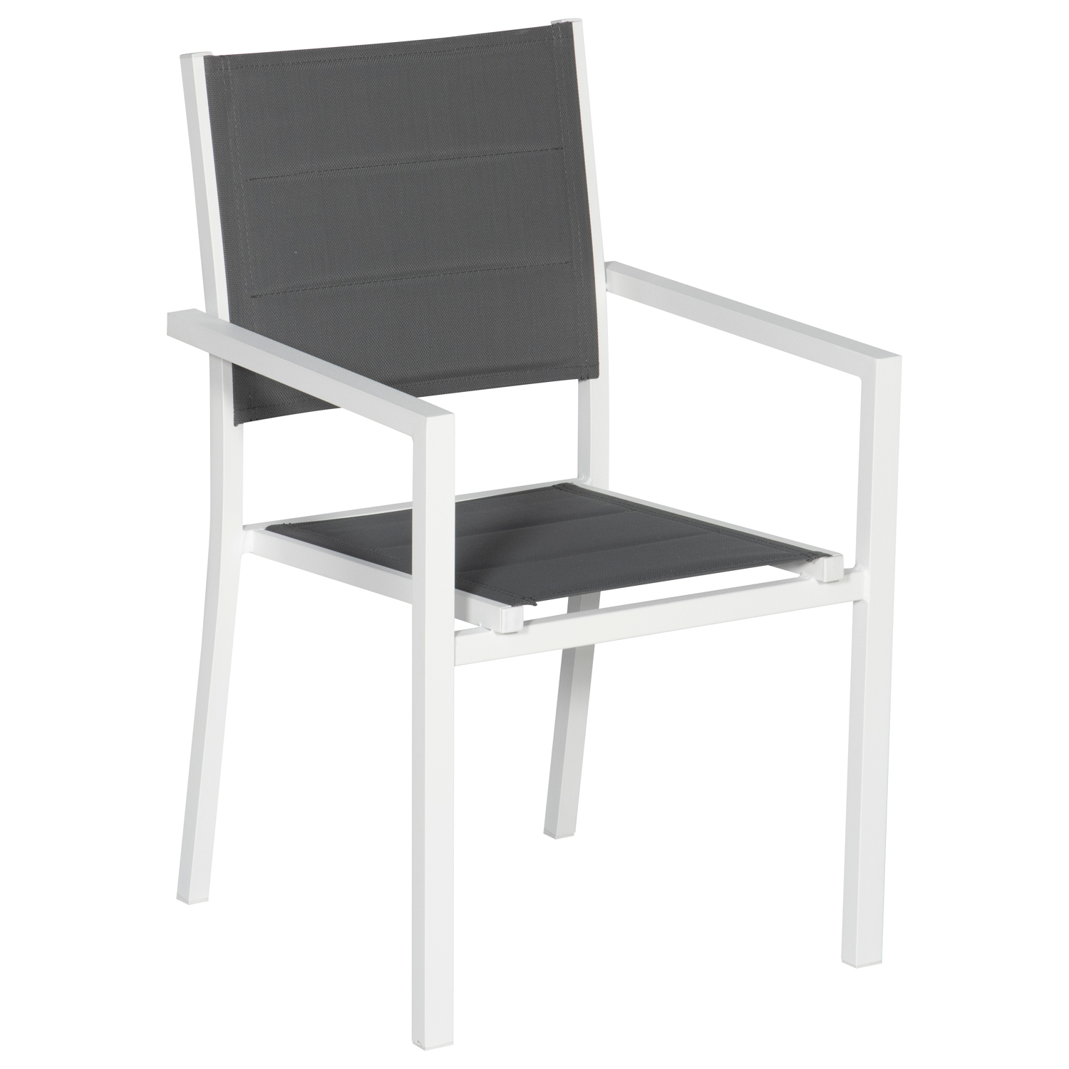 Lot de 6 chaises rembourrées en aluminium blanc - textilène gris