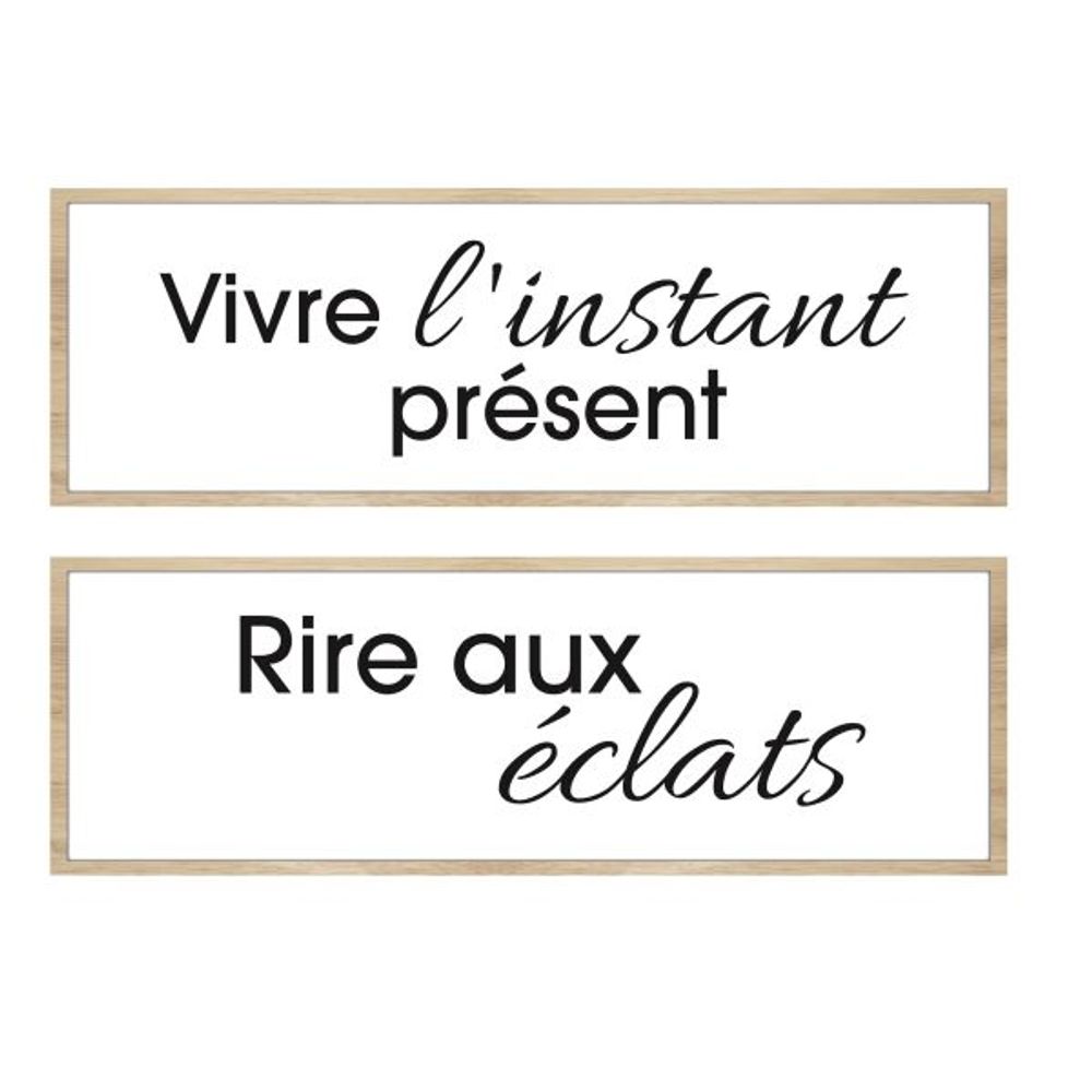 Cadre décoratif slogan 20 x 60 cm (lot de 2)