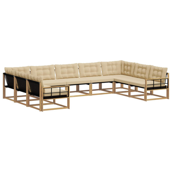 Ensemble de canapés d'extérieur 9 pcs blanc et beige