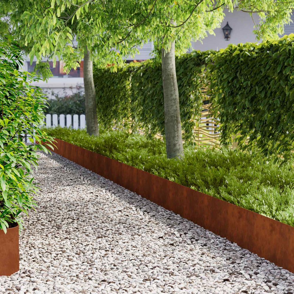Bordure de jardin acier aménagement extérieur séparation 10 pcs 100x22 cm marron rouille
