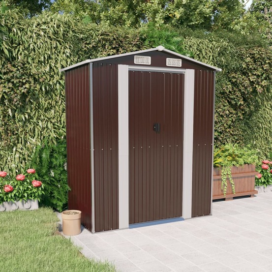 Abri de jardin marron foncé 192x108x223 cm acier galvanisé