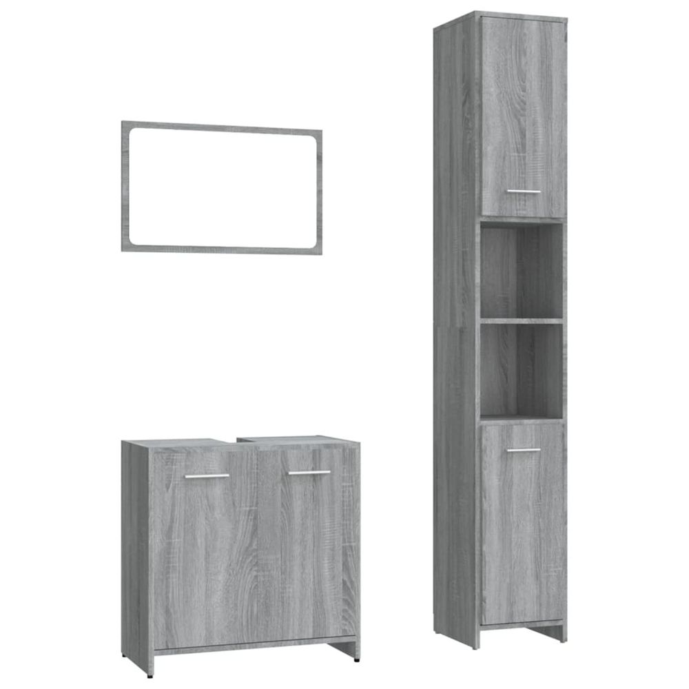 Ensemble de meubles de salle de bain 3 pcs sonoma gris