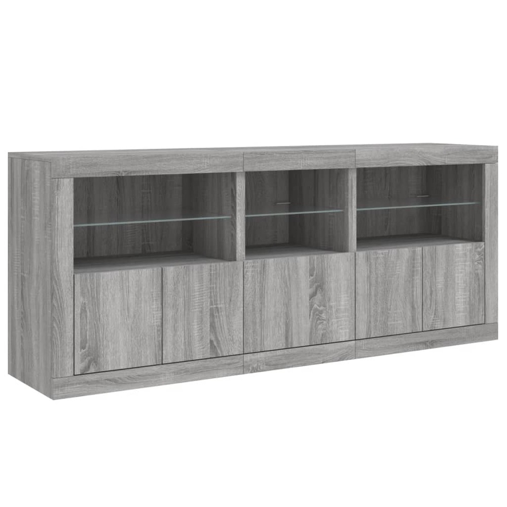 Buffet bahut commode armoire meuble de rangement organisateur cuisine salle de séjour salon avec lumières led sonoma 162 x 37