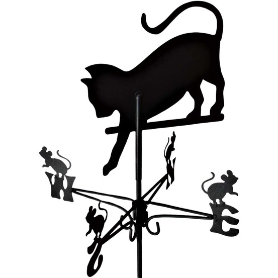 Girouette en acier noir chat qui chassent des souris
