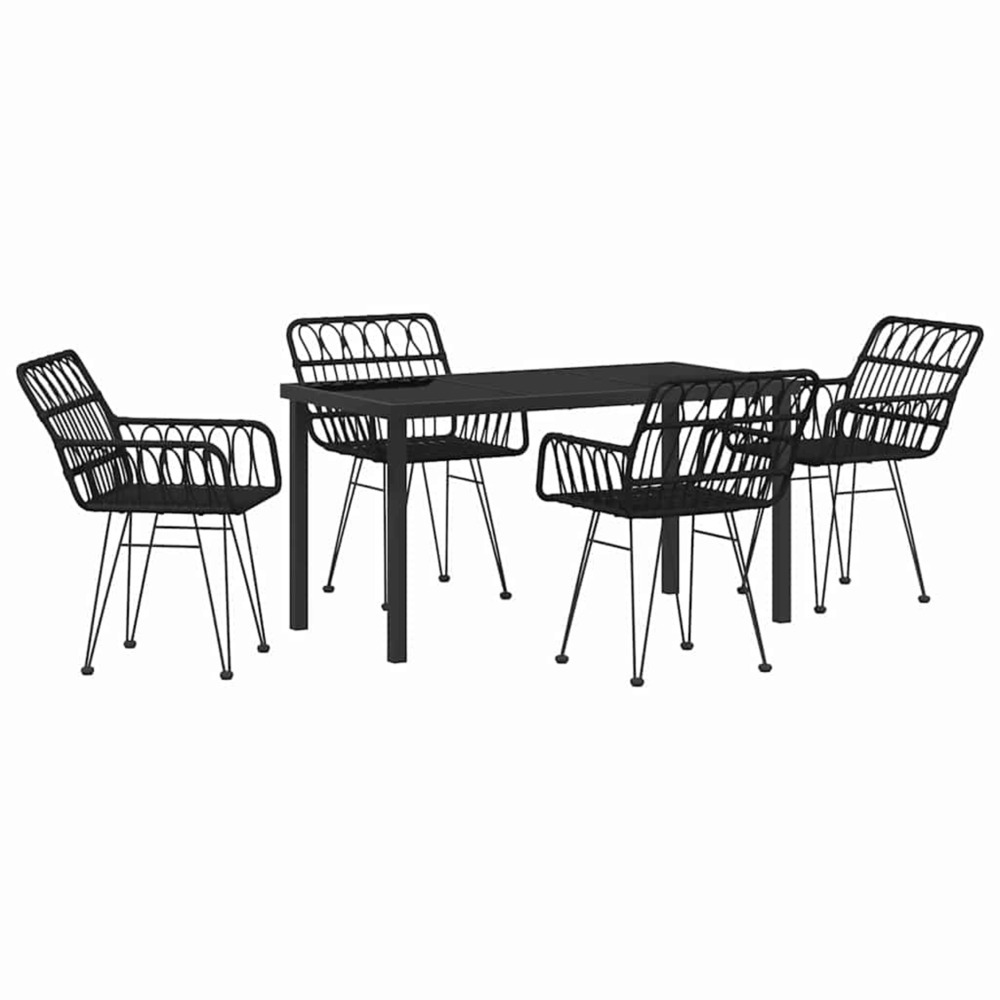 Ensemble de salle à manger pour jardin 5 pcs noir poly rotin
