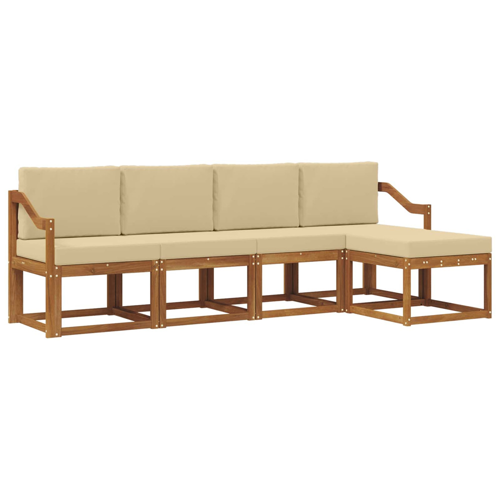 Ensemble de canapés d'extérieur 5 pcs naturel et beige