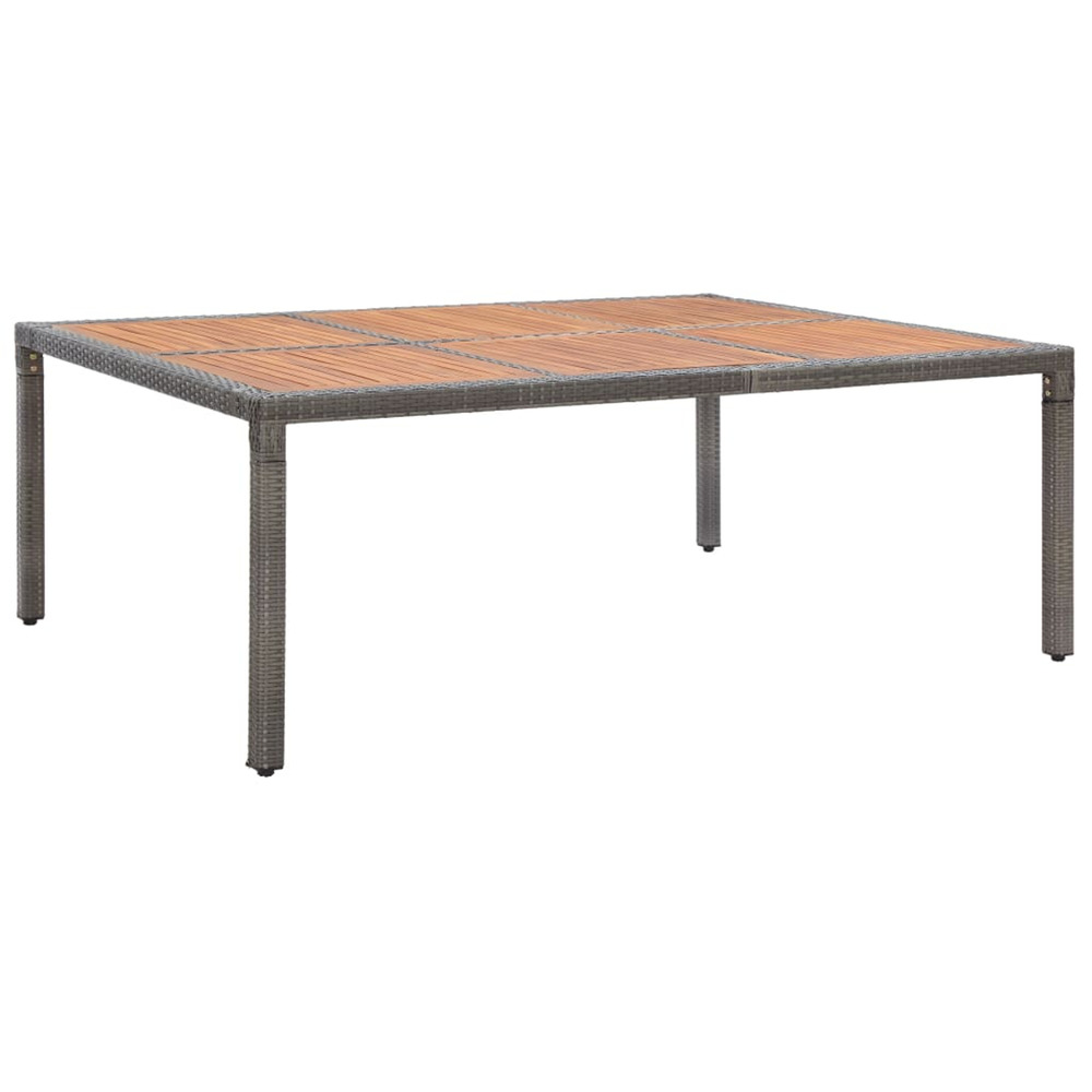 Table de jardin gris 200x150x74 cm résine tressée et acacia