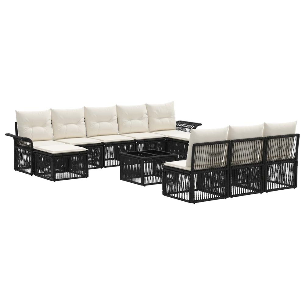 Ensemble de canapé de jardin 11 pc noir polyrotin