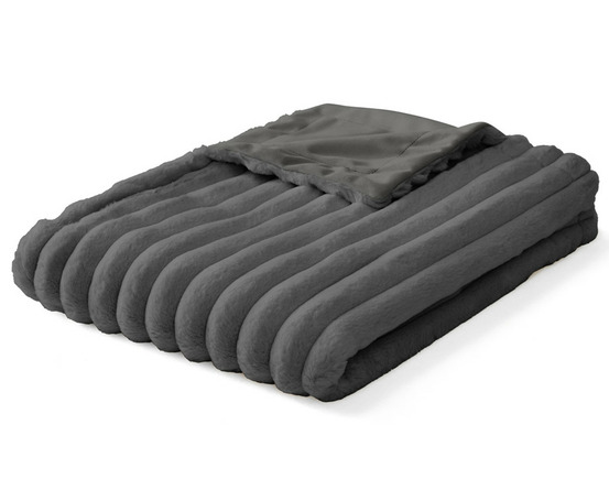 Arezzo - plaid - 100x140 cm - en fausse fourrure côtelé et velours