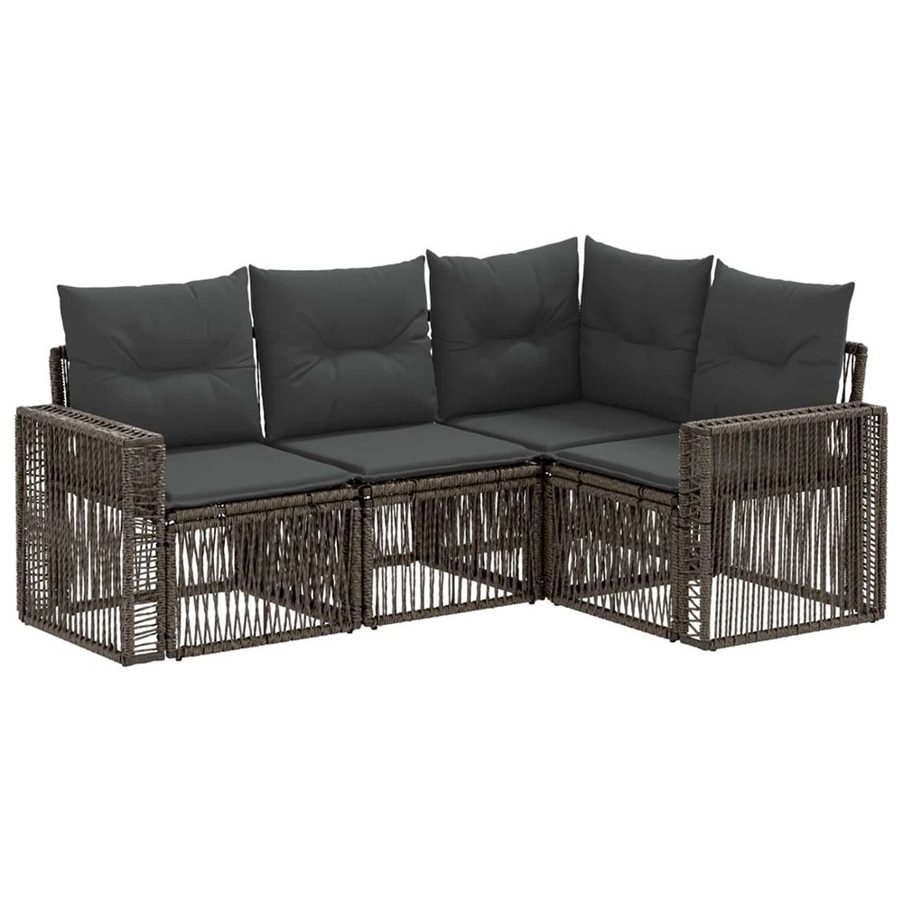 Ensemble de canapé de jardin 4 pc gris et gris foncé polyrotin
