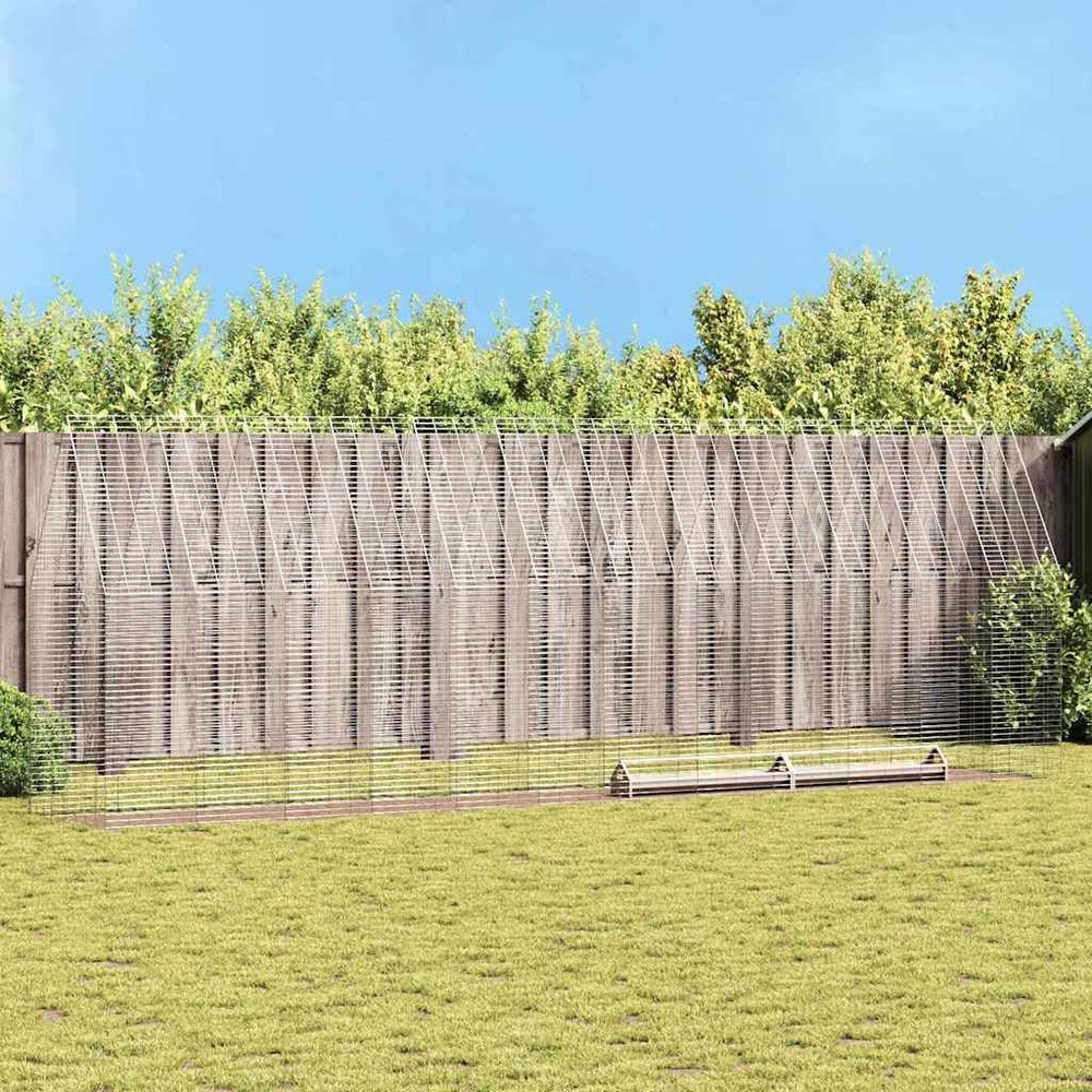 Enclos poulailler acier galvanisé spacieux sécurisé jardin 6x1x2,1m