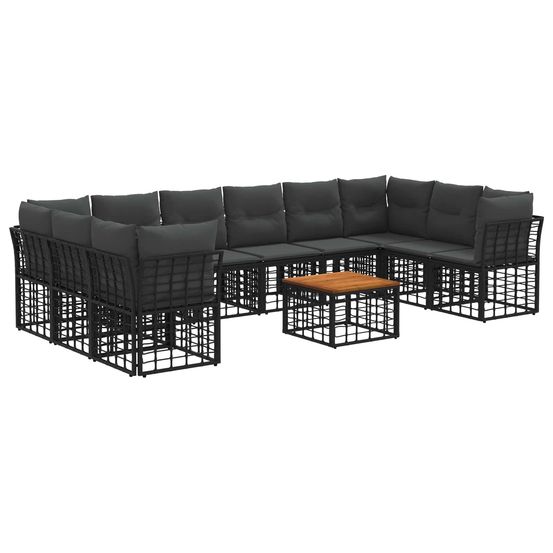 Ensemble de canapés d'extérieur 11 pc noir et gris foncé