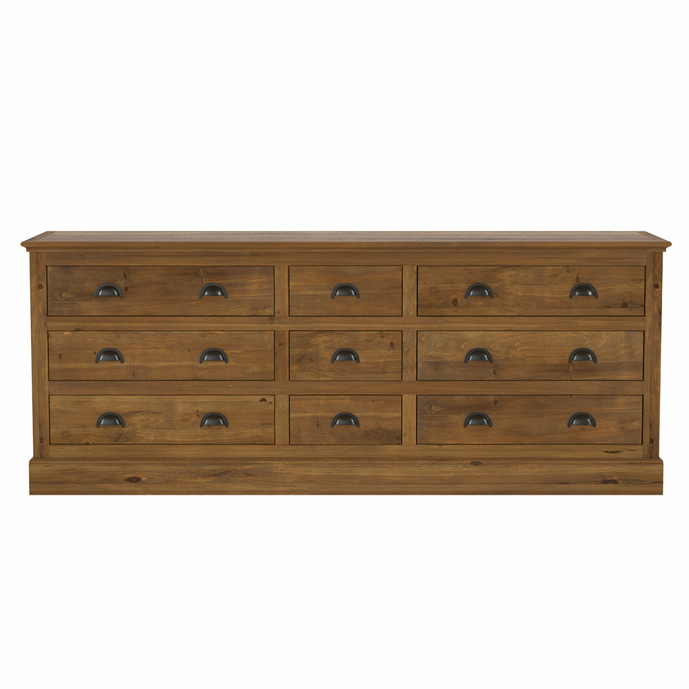 Tobias-buffet 9 tiroirs en bois de cèdre recyclé