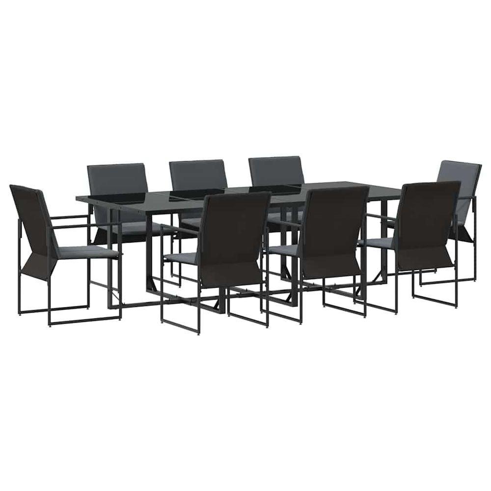 Ensemble de salle à manger pour jardin 9 pc noir acier
