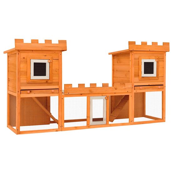 Clapier en bois xxl 192cm avec double maisonnette pour rongeurs