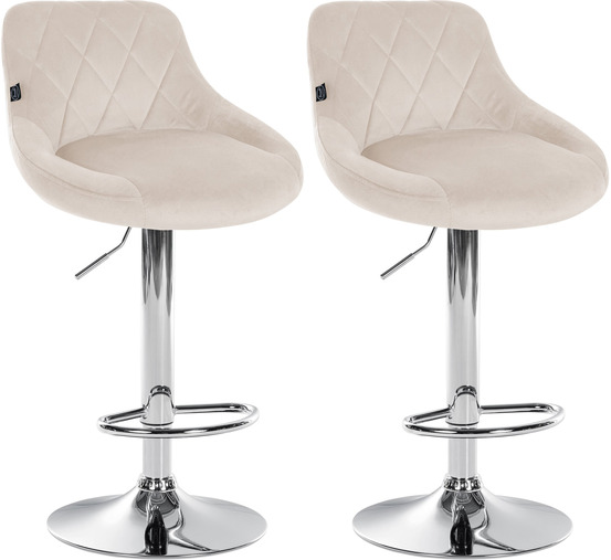 Lot de 2 tabourets de bar lazio velours chrome