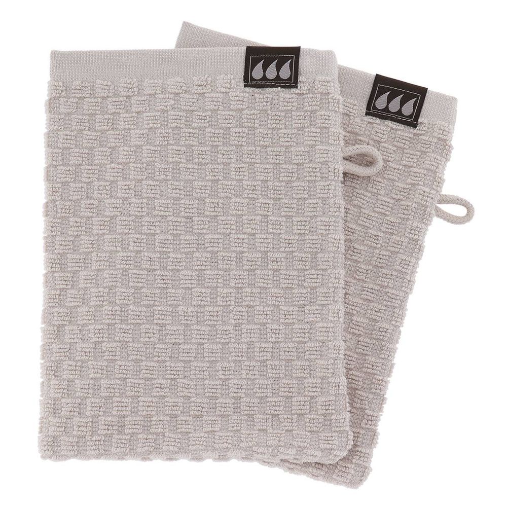 Set de 2 gants de toilette 15x21cm 100% coton damier - grege
