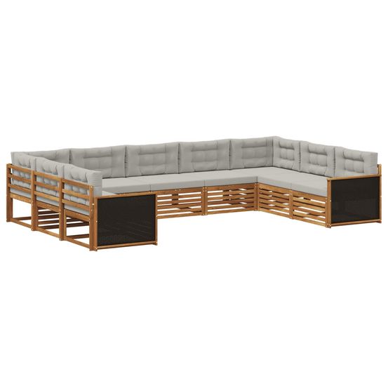 Ensemble de canapés d'extérieur 9 pc naturel et gris clair