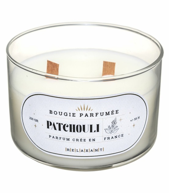 Bougie parfumée pot en verre 470 g parfum patchouli
