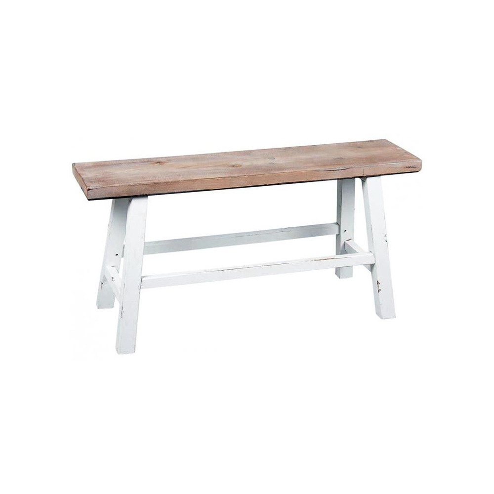 Banc blanc et bois naturel baki