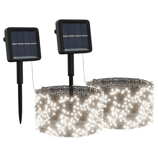 Lampes solaires 2 pcs 2x200 led blanc froid intérieur extérieur