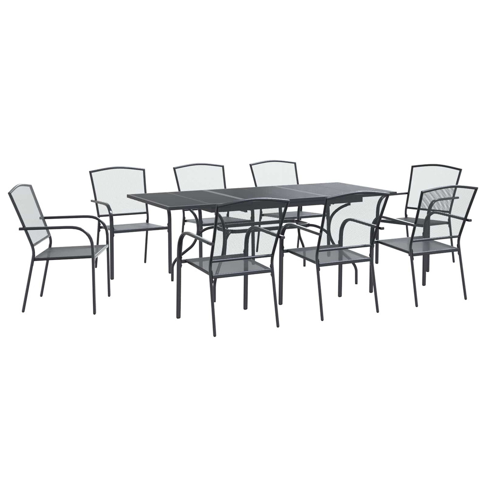 Ensemble de salle à manger pour jardin 9 pcs anthracite
