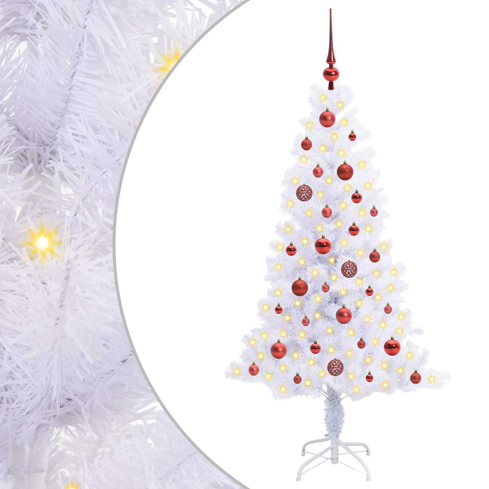 Sapin de noël artificiel avec 150 led blanc 150 cm pvc et acier