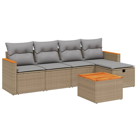 Salon de jardin avec coussins 6pcs mélange beige résine tressée