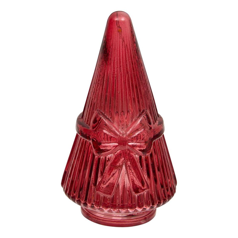 Sapin de noël lumineux avec nœud en verre 5 led h. 11 cm à piles