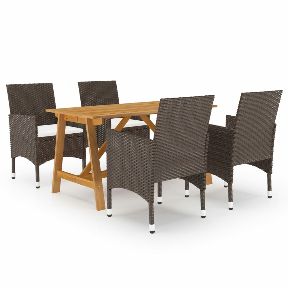 Ensemble de salle à manger de jardin meuble extérieur 5 pièces marron