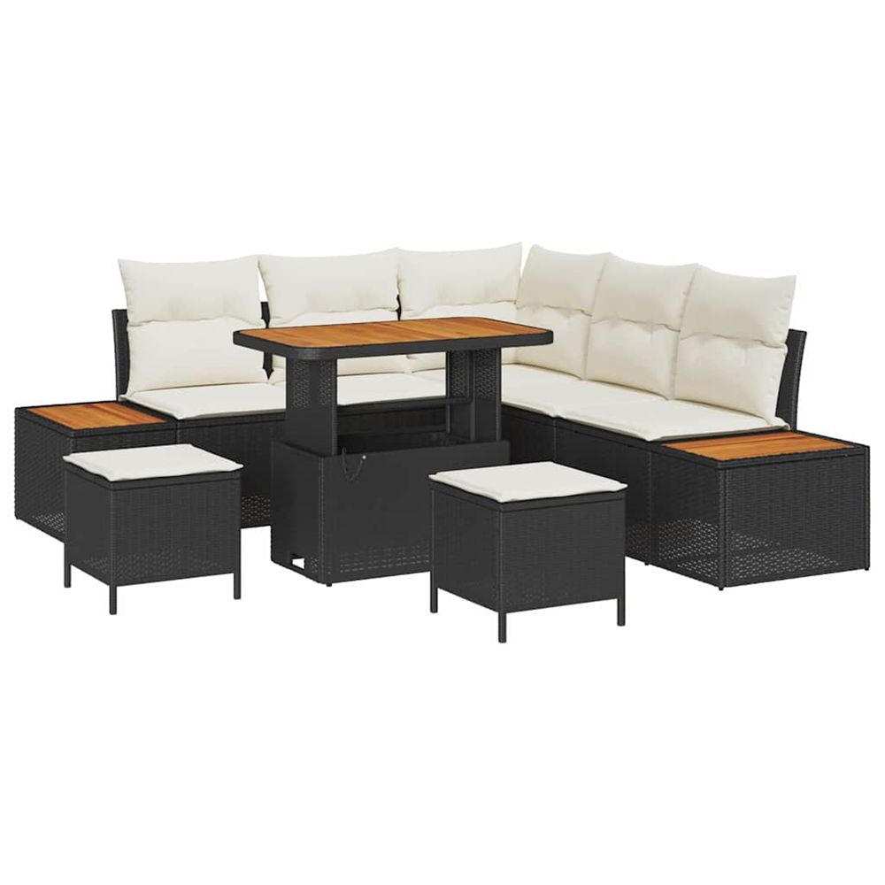 Ensemble de canapé de jardin 8 pc 7-nombre de places noir