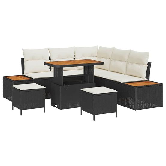 Ensemble de canapé de jardin 8 pc 7-nombre de places noir