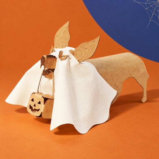 Kit de pliage en bois – corgi fantôme halloween | corgi-ween