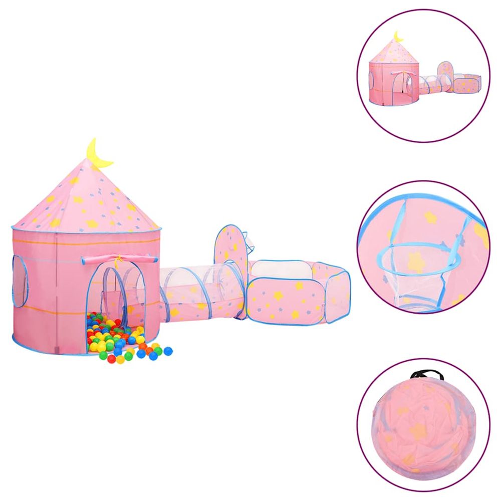 Tente de jeu pour enfants avec 250 balles rose 301x120x128 cm