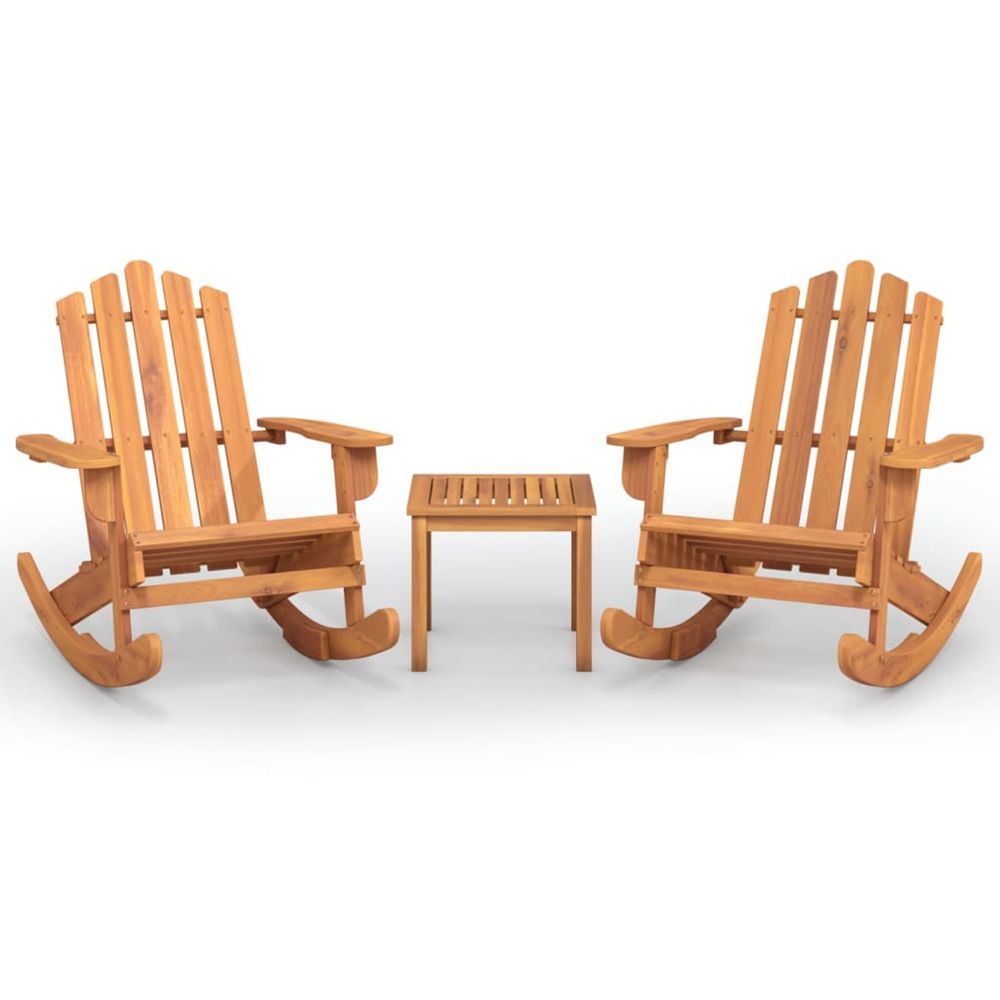 Ensemble de salon de jardin adirondack 3 pcs bois acacia solide