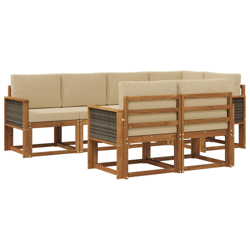 Ensemble de canapés d'extérieur 7 pcs naturel et beige