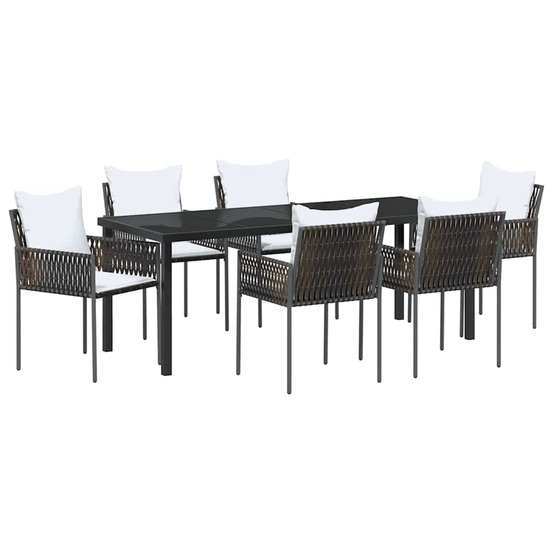 Ensemble de salle à manger pour jardin 7 pcs marron et noir