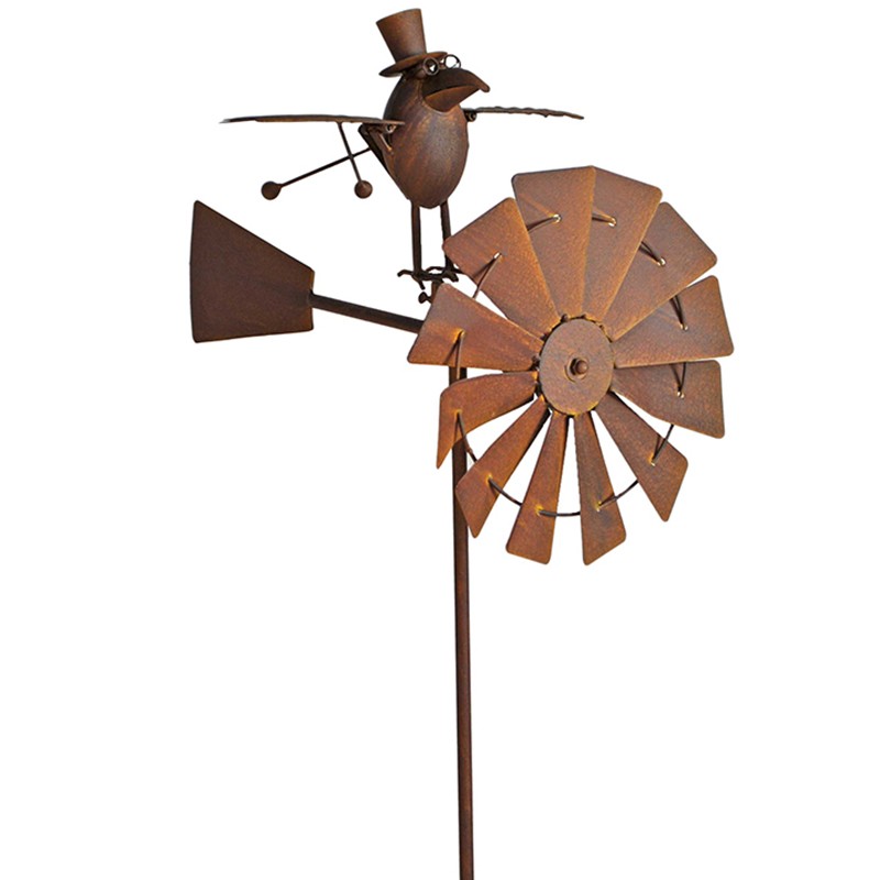 Girouette éolienne moulin jardin birdy 42x58x150cm