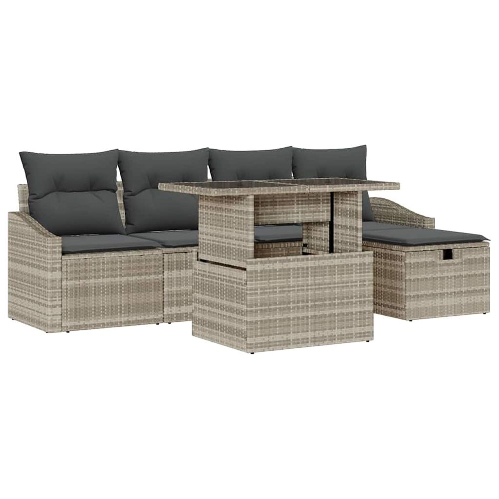 Ensemble de canapé de jardin 6 pc gris clair polyrotin