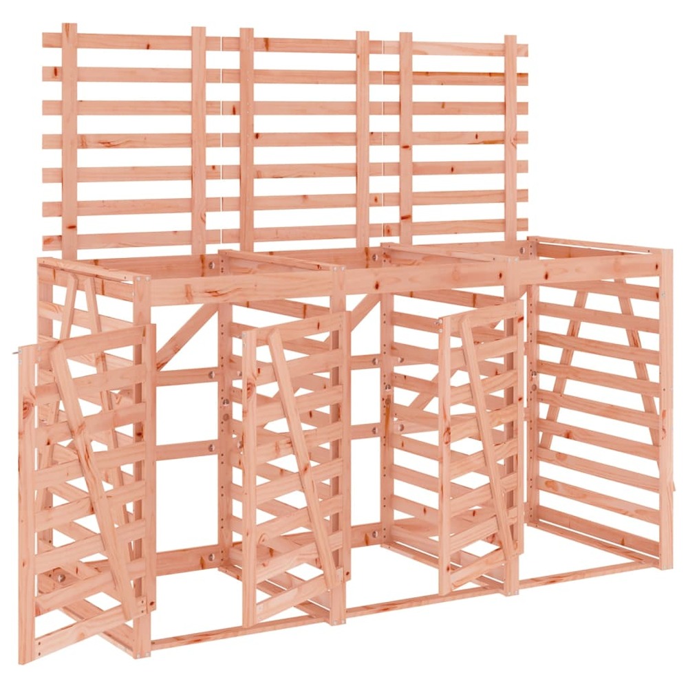 Abri pour poubelle triple sur roulettes bois massif douglas