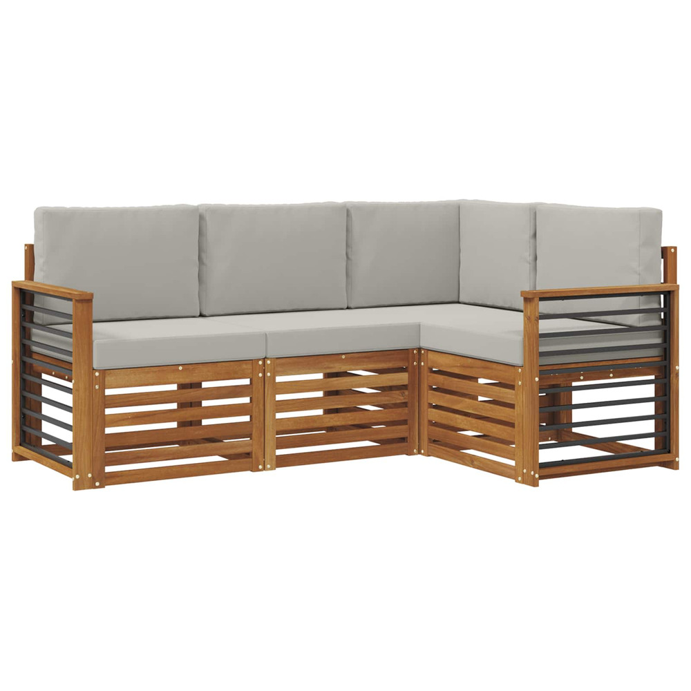 Ensembles de canapés avec coussin 4 pcs gris naturel et clair