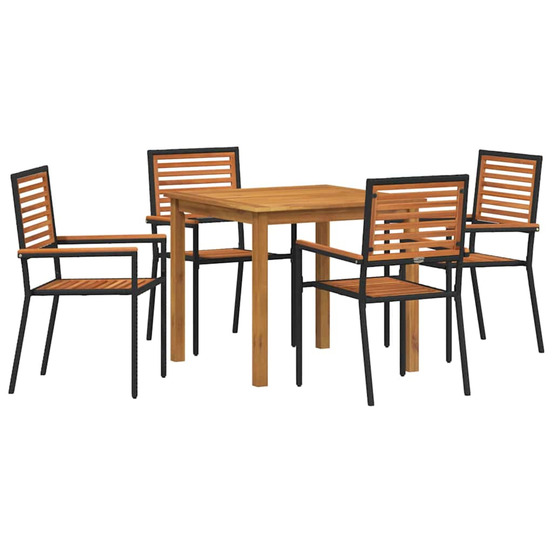 Ensemble de salle à manger pour jardin 5 pcs noir poly rotin
