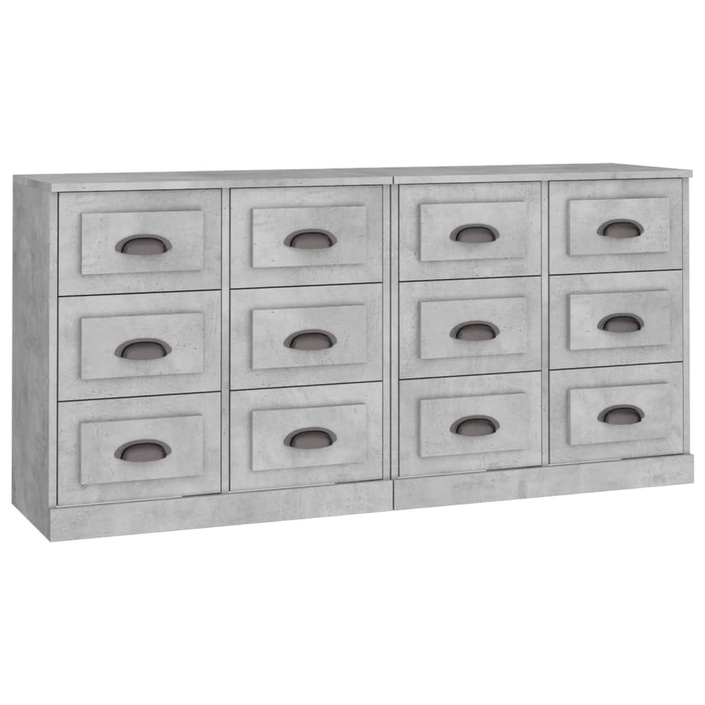 Buffet bahut commode armoire meuble de rangement organisateur cuisine salle de séjour salons lot de 2 bois d'ingénierie gris