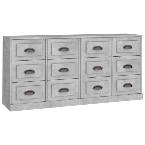 Buffet bahut commode armoire meuble de rangement organisateur cuisine salle de séjour salons lot de 2 bois d'ingénierie gris