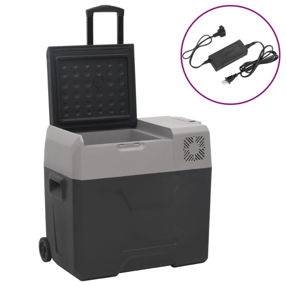 Glacière avec roue et adaptateur noir et gris 40l polypropylène