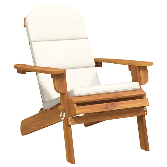 Chaise de jardin adirondack avec coussins bois massif d'acacia