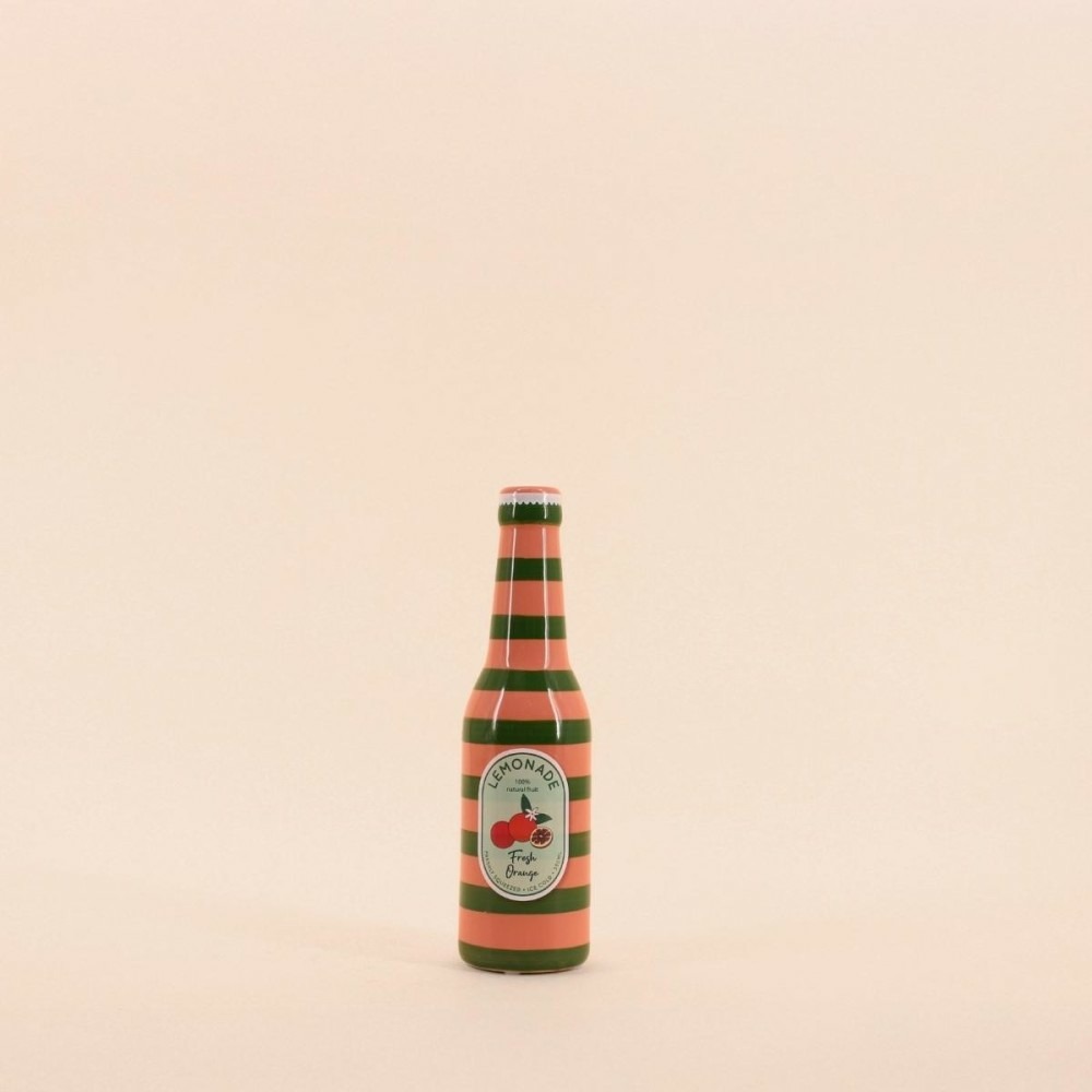 Vase bouteille limonade rose et vert, h24cm